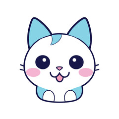 a cute mascot cat logo, simple, vector art, flat design, white background