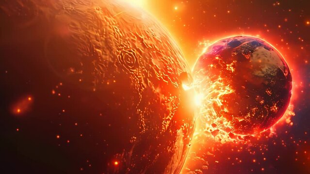 sun and the earth are attacking each other. 4k video