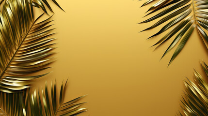 Golden Palm Leaves on Warm Background