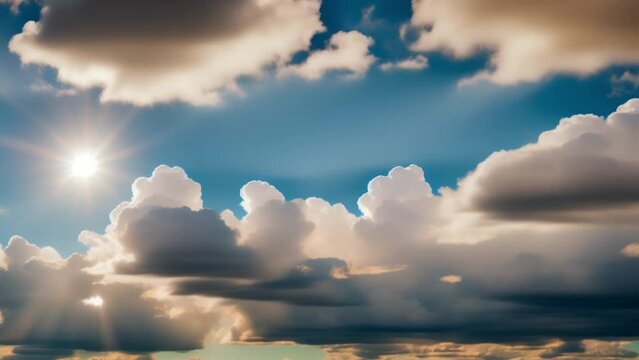 A captivating timelapse unfolds, painting the sky with hues of blue and clouds. Time lapse. 4K.
