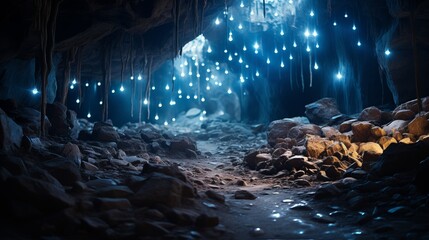 The cave sparkles with beautiful lights, creating a magical scene, wonderful place