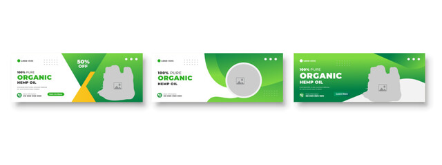 Hemp oil Social Media post and Advertisement Clean baground smooth or Cannabis Sale color bundle Template