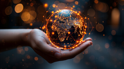 Digital Globe in Hand, Generative AI.