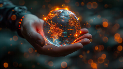 Digital Globe in Hand, Generative AI.