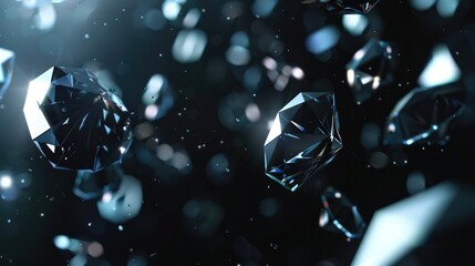 Diamonds, which are sure to win a woman's heart. Isolated on black background. Expensive jewelry. Generative AI. - obrazy, fototapety, plakaty