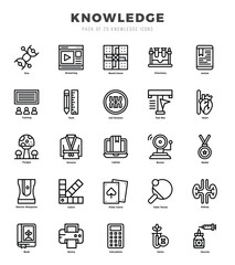 Knowledge icons Pack. Lineal icons set. Knowledge collection set.