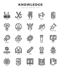 Knowledge Lineal icons collection. 25 icon set. Vector illustration.