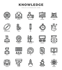 Knowledge Icons Pack Lineal Style. Vector illustration.