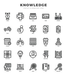 Set of Knowledge Icons. Simple line art style icons pack.