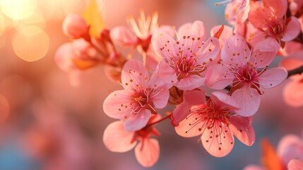 Spring design of blossoming fruit trees with beautiful branches of flowers. spring summer background with bright beautiful flowers