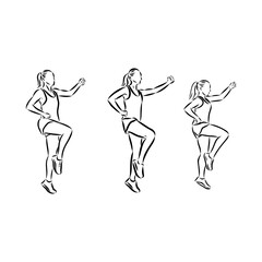 Fototapeta premium Hand drawn sketch of an exercising woman. Vector illustration.