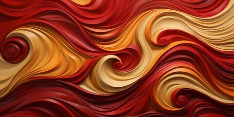 Fiery red and golden 3D waves evoking a sense of warmth and passion.