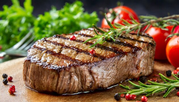 grilled beef steak on background