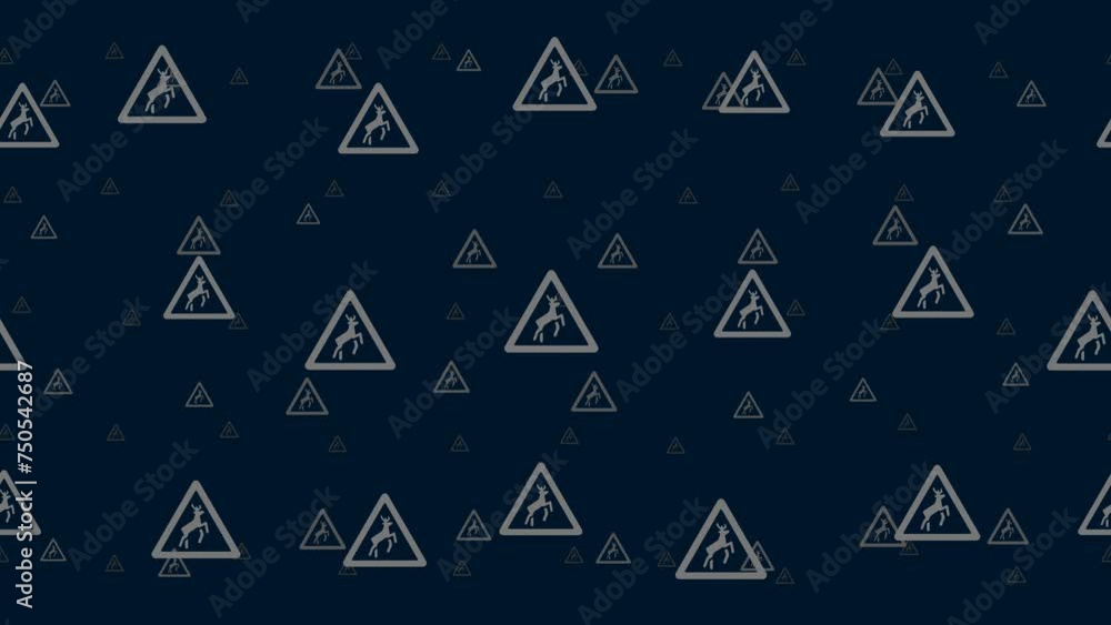 Poster wild animals road signs float horizontally from left to right. parallax fly effect. floating symbols