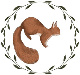 Wreath of squirrel and floral