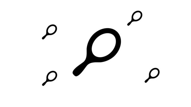 Zoom in and out animation the tennis symbol. Large black symbol in the center and four small symbols around. Seamless looped 4k animation on white background