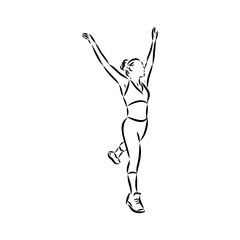 Hand drawn sketch of an exercising woman. Vector illustration.