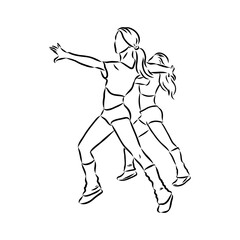 Hand drawn sketch of an exercising woman. Vector illustration.