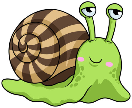 cute cartoon snail character design illustration