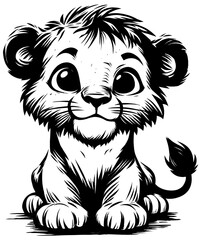Baby Lion Linocut