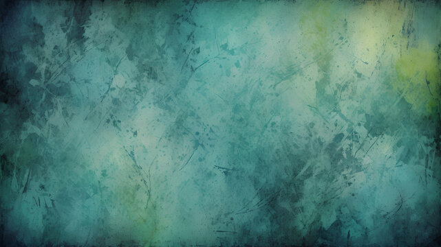 Abstract blue background pattern in grunge texture design blue green and turquoise colors in mottled grungy painted illustration