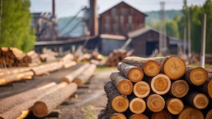 Sawmill (lumber mill) and stock of industrial wood