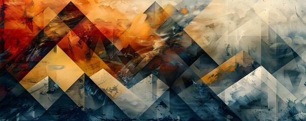 Abstract Triangular Prism Art with Warm Tones