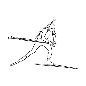 recommend clip art: Biathlon athlete shoots standing, isolated vector silhouette
