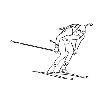 recommend clip art: Biathlon athlete shoots standing, isolated vector silhouette