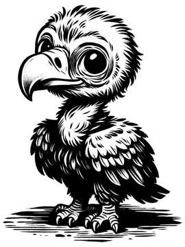 recommend clip art: Baby Vulture Linocut