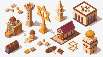 3D Isometric Flat Vector of Jewish Symbolism Religious