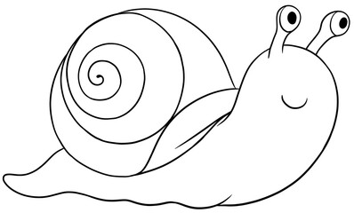 cute cartoon snail character design for coloring page