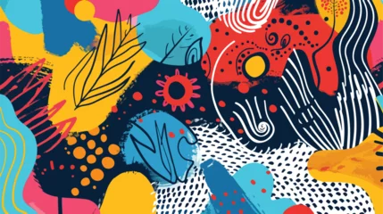 Deken met patroon In de zee Abstract background with hand drawn doodle elements.