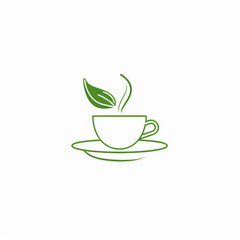 Symbol of cup with herbal green tea. Elegant logo concept. Generative AI