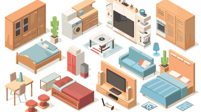 Appartment isometric left top view 3D icon Flat vector