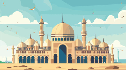 Arabian mosque building flat vector design Flat vector - obrazy, fototapety, plakaty
