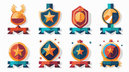 Awards flat icons for badge and champion Flat vector