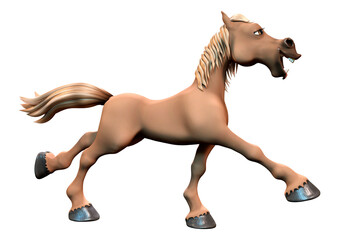 Obraz na płótnie Canvas 3D Rendering Cartoon Horse on White