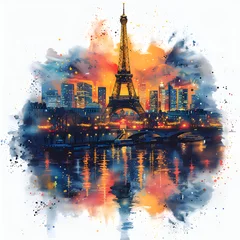 Crédence de cuisine en verre imprimé Paris Abstract Paris illustration art