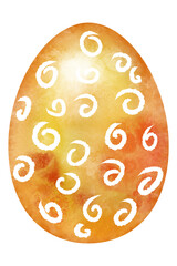 colorful watercolor easter egg with white ornament on white background