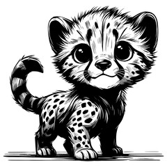 Baby African Cheetah Linocut © Malchev