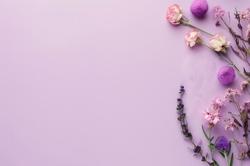 Beautiful Woman Hands with fresh eustoma. Spa and Manicure concept. Female hands with pink manicure., pink flowers on a wooden background