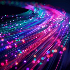 Fiber internet speed in neon colors pink purple