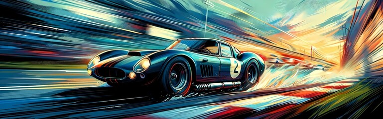 Classic Sports Car Racing - High-Speed Thrill with Copyspace