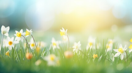 Fototapeta na wymiar Sun-Kissed Wildflower Meadow in Full Springtime Bloom - Nature's Palette Generative AI