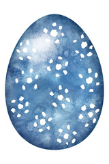 colorful watercolor easter egg with white ornament on white background