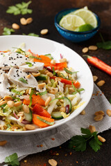 Healthy Vietnamese Chicken Salad with vegetables and peanuts