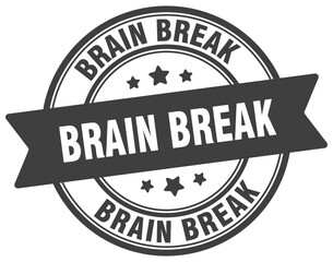 brain break stamp. brain break label on transparent background. round sign