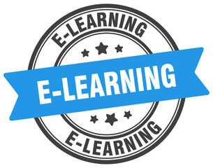 e-learning stamp. e-learning label on transparent background. round sign