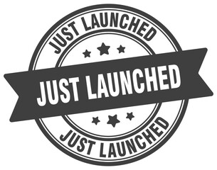 just launched stamp. just launched label on transparent background. round sign